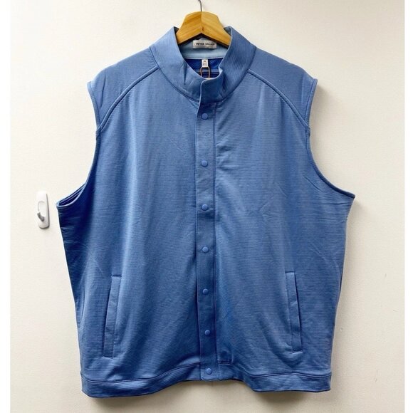 Peter Millar Vest Mens Blue Bonnet Beaumont Snap Golf Lightweight Stretch Sz XL - Picture 1 of 10
